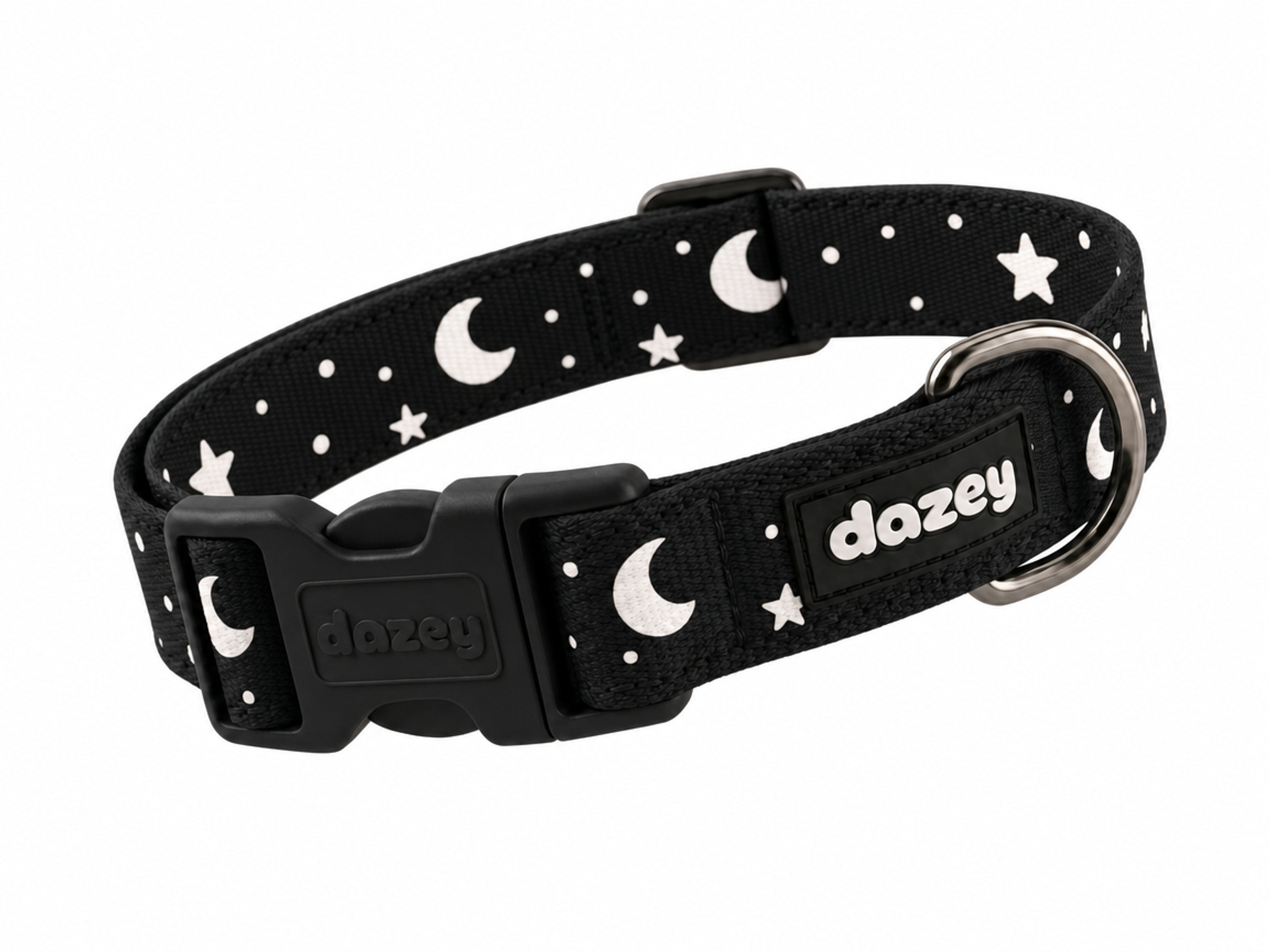A styled flat-lay of cool, bold dog collars suited to big dogs