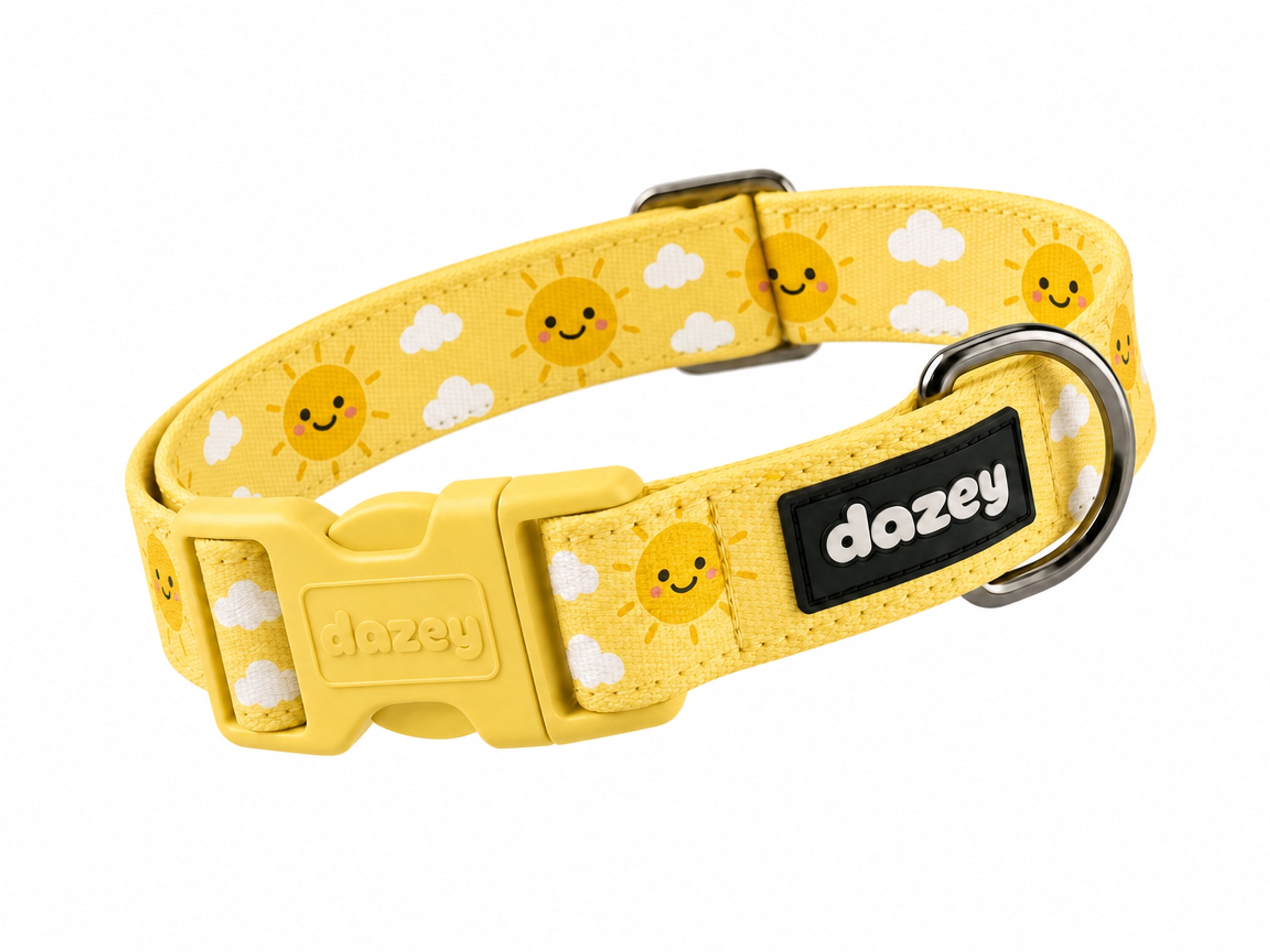 Dazey Sunny Smiles collar, a light fit under a Pomeranian's coat